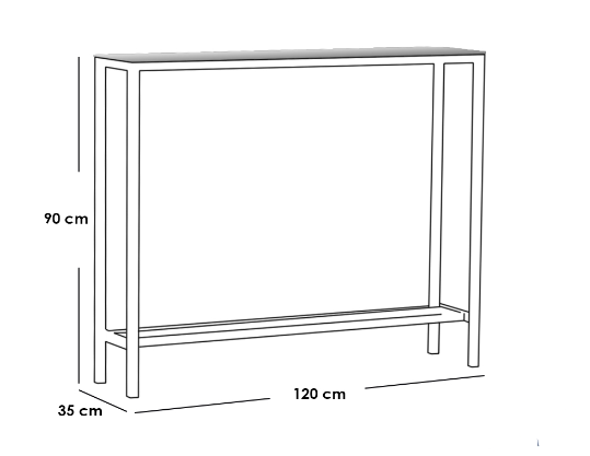 Iron Console Black - 120x35x90 cm
