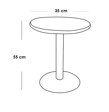Metal and Marble Side Table Black and White - 35x55 cm
