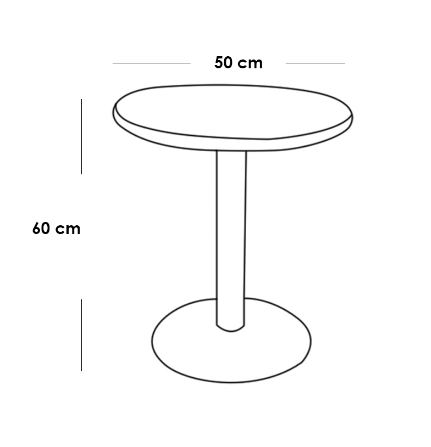 Metal Side Table Black - 50x60 cm