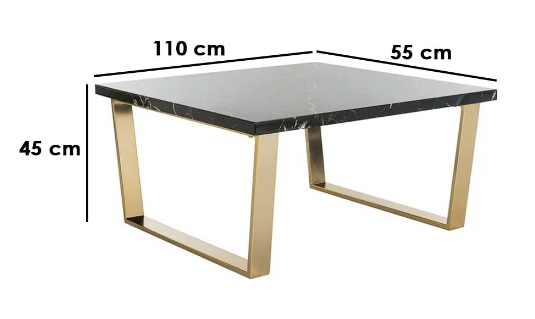 Coffee Table 45×55×110 cm - Black & Gold 