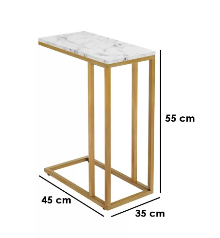 Side Table 55×35×45 cm - White 