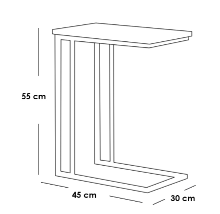 Metal and Marble Wood Side Table Gold and White - 45x30x55 cm
