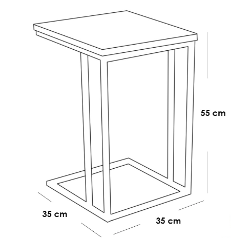 Metal and Glass Side Table Gold and Black - 35x35x55 cm