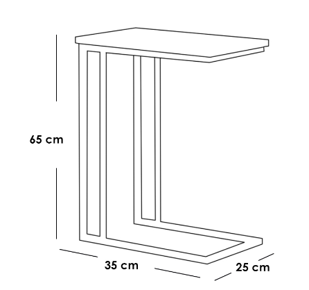 Side Table - Metal & Marble Wood - Gold & White - 65x25x35 cm