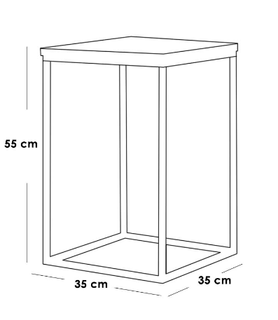 Side Table - Metal & Marble Wood - Brown & Black - 65x25x35 cm