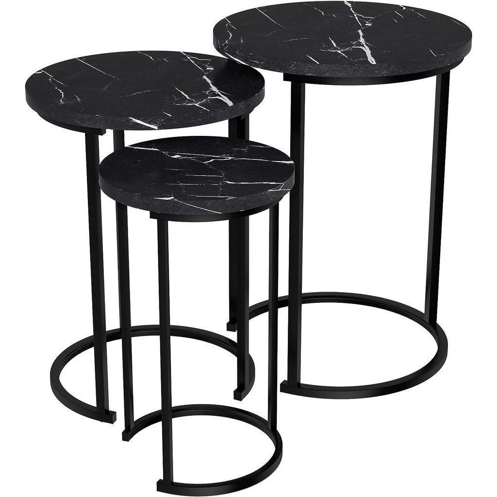 Metal and Engineered Wood Side Tables Set 3 pieces 