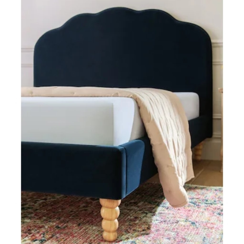 Swedish Wood and Linen Bed - Blue