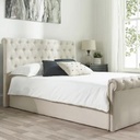Swedish Wood and Linen Bed Off-White