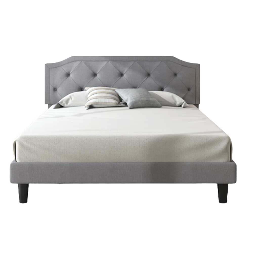 Swedish MDF & Sackcloth Super King Bed - Grey and Black