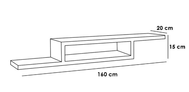 MDF TV Table Brown - 160x20x15 cm