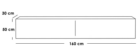 MDF TV Table Black - 160x30x50 cm