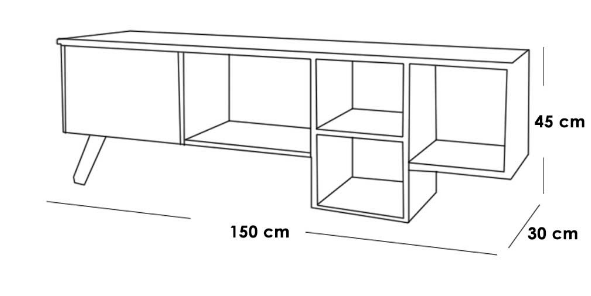 MDF TV Table Brown & White - 150x30x45 cm