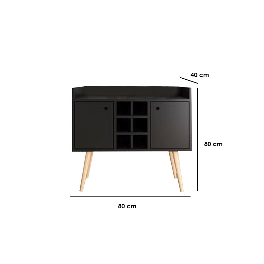 Wood counter and MDF Coffee corners Black and beige - 80x40x80 cm