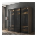Counter Wood Wardrobe 3 doors Brown and Black - 220x60x180 cm