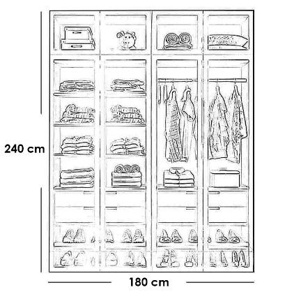 Counter Wood Dressing Black - 240x50x180 cm