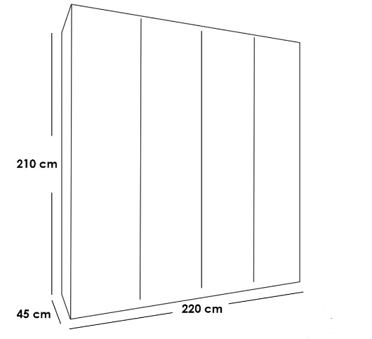 MDF Dressing 2 doors Black and Beige - 210x40x220 cm