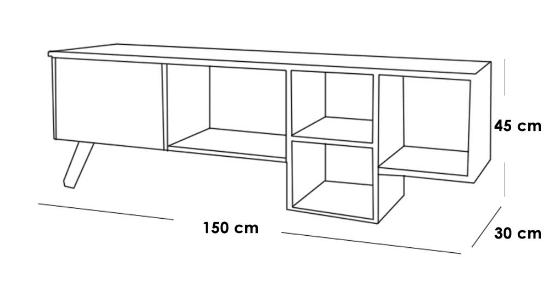 MDF TV Table White & Black - 150x30x45 cm