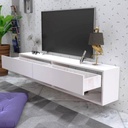 Natural Particle Board TV Table White - 180x40x30 cm