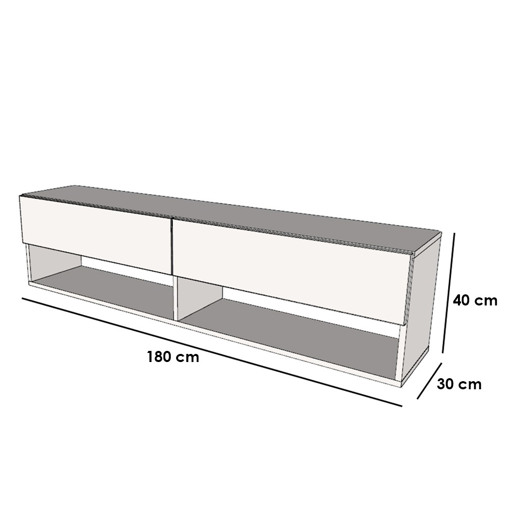 Natural Particle Board TV Table White - 180x40x30 cm