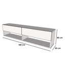 Natural Particle Board TV Table White - 180x40x30 cm