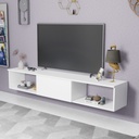 Natural Particle Board TV Table White - 180x30x35 cm