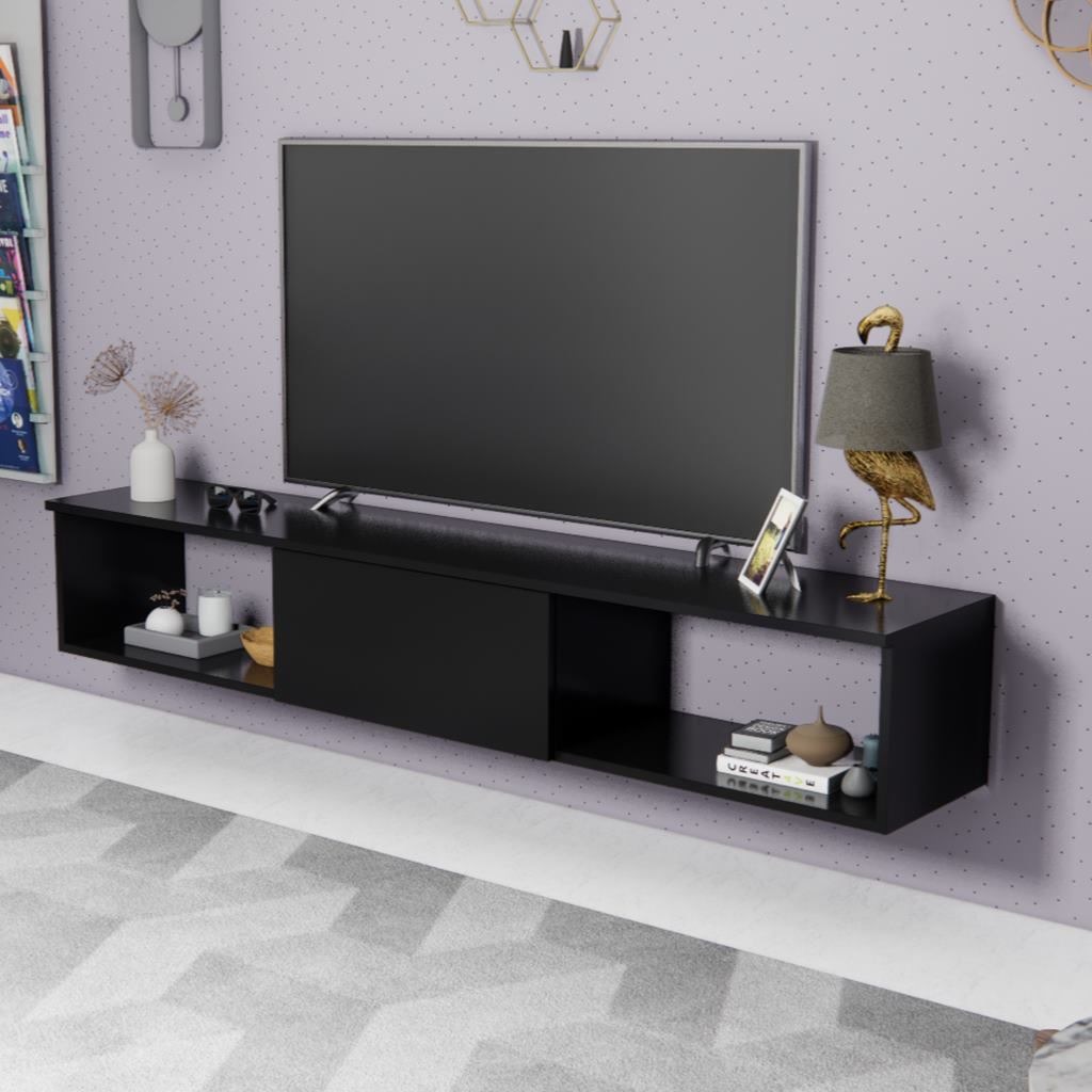 Natural Particle Board TV Table White - 180x30x35 cm