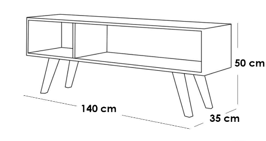 MDF TV Table Black - 140x35x50 cm