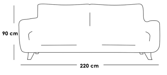 Swedish MDF Wood and Linen 3 Seaters Sofa - Beige