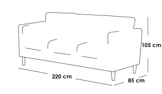 Swedish MDF wood and linen 3 Seater Sofa - Beige