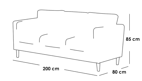 Linen and Sweedish Wood 3 Seaters Sofa - Blue