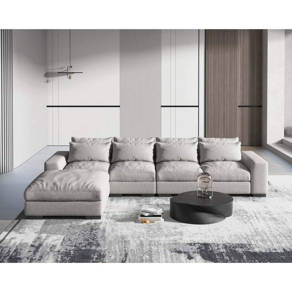 Swedish Wood and MDF with Sackcloth L-shape sofa