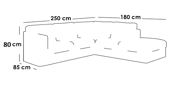 L-Shape Sofa 85×180×80×250 cm