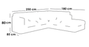 L-Shape Sofa 85×180×80×250 cm