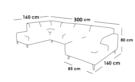 Swedish wood and velvet L-shape sofa