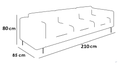 Sofa 85×210×80 cm