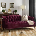Sweedish Wood and Velvet 3 Seaters Sofa