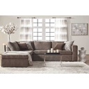 Swedish wood and Burlap L-shape sofa