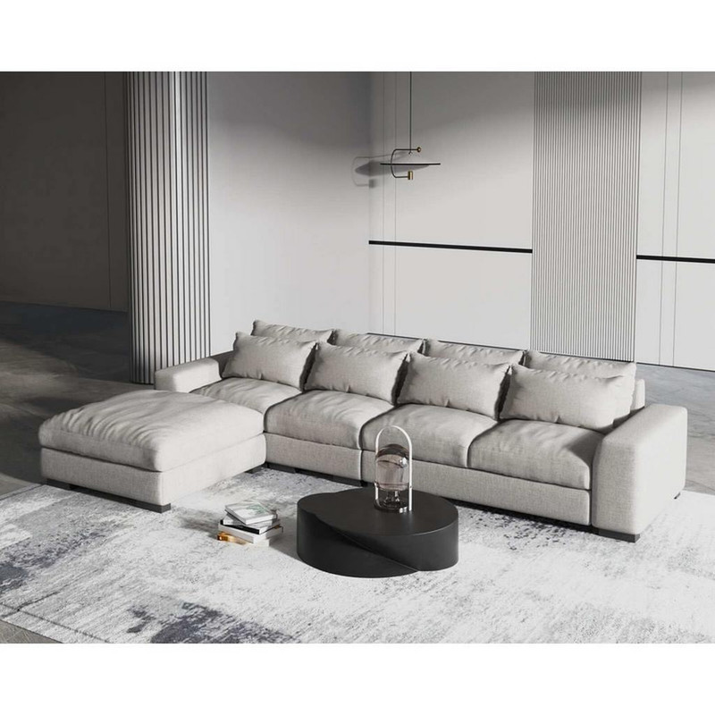 Swedish Wood and MDF with Sackcloth L-shape sofa