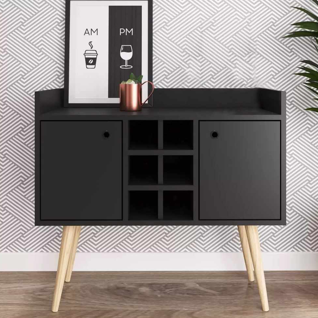 Wood counter and MDF Coffee corners Black and beige - 80x40x80 cm