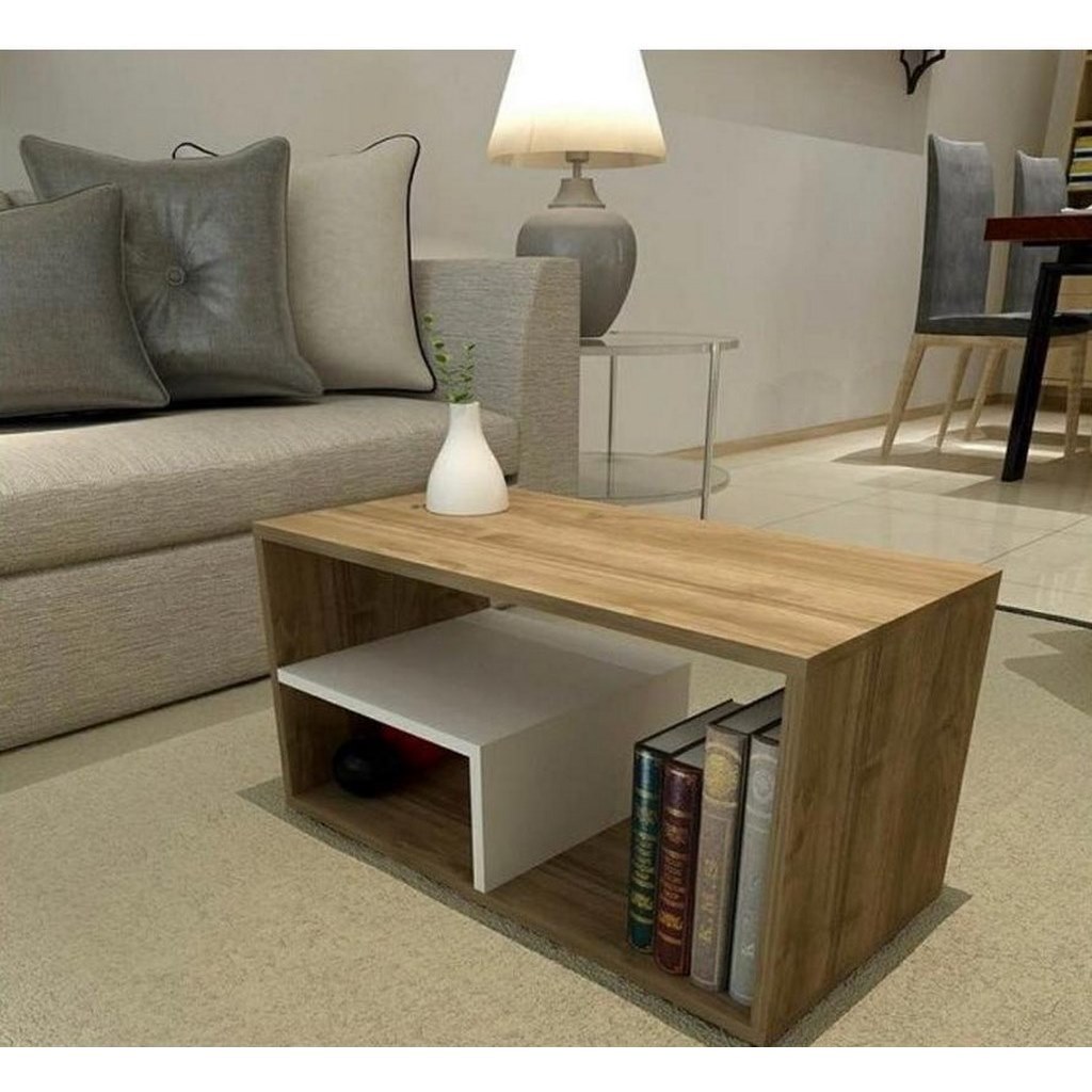 MDF Center table White and brown - 40x50x80 cm
