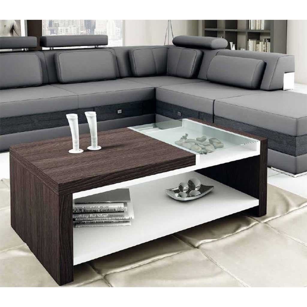 Center Table 45×100×45 cm - Brown & White