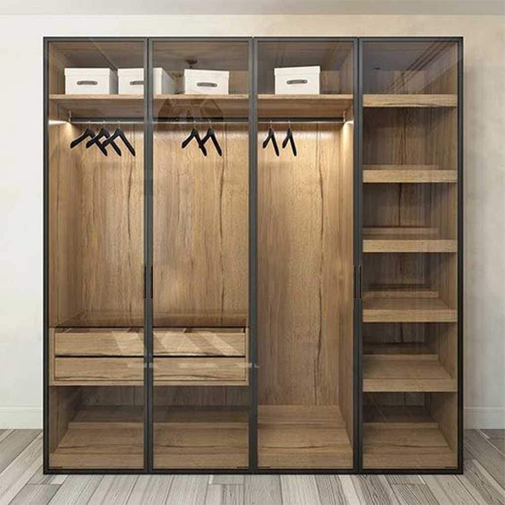 MDF Dressing 2 doors Black and Beige - 210x40x220 cm