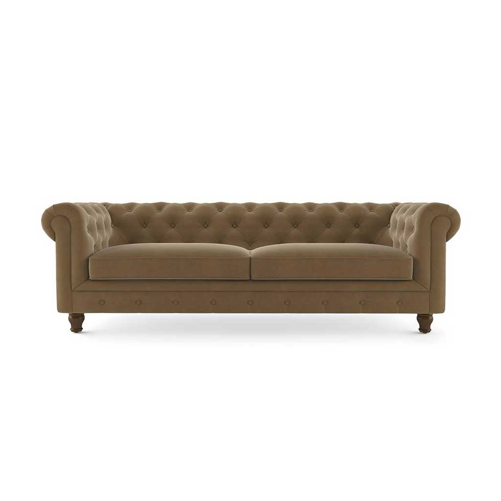 Swedish wood and velvet 3 Seaters Sofa - Beige