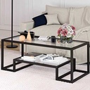Iron and Transparent Glass Coffee Table Black - 120x60x45 cm