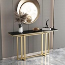 Iron and Alternative Marble Console Gold and Black - 130x40x100 cm
