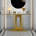 Iron, MDF and Marble wood Console White and Gold - 140x40x100 cm