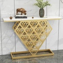 Iron and Alternative Marble Console White and Gold - 140x40x100 cm