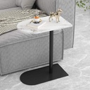 Iron, MDF and Marble wood Side Table Black and White - 45x30x55 cm