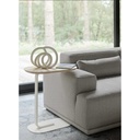 Iron and Mdf Wood Side Table Beige and White - 45x30x55 cm