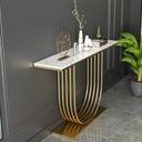 Iron, MDF and Marble wood Console White and Gold - 130x40x100 cm
